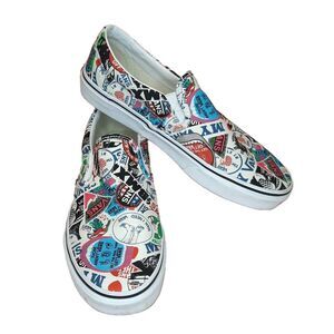 Vans Off The Wall Slip-On Shoes Multicolor Men Size 8.5 Stickers Skateboard